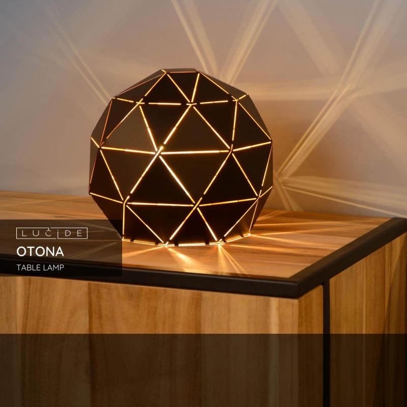 Lucide OTONA - Stolná lampa - Ø 25 cm - 1xE27 - Čierna